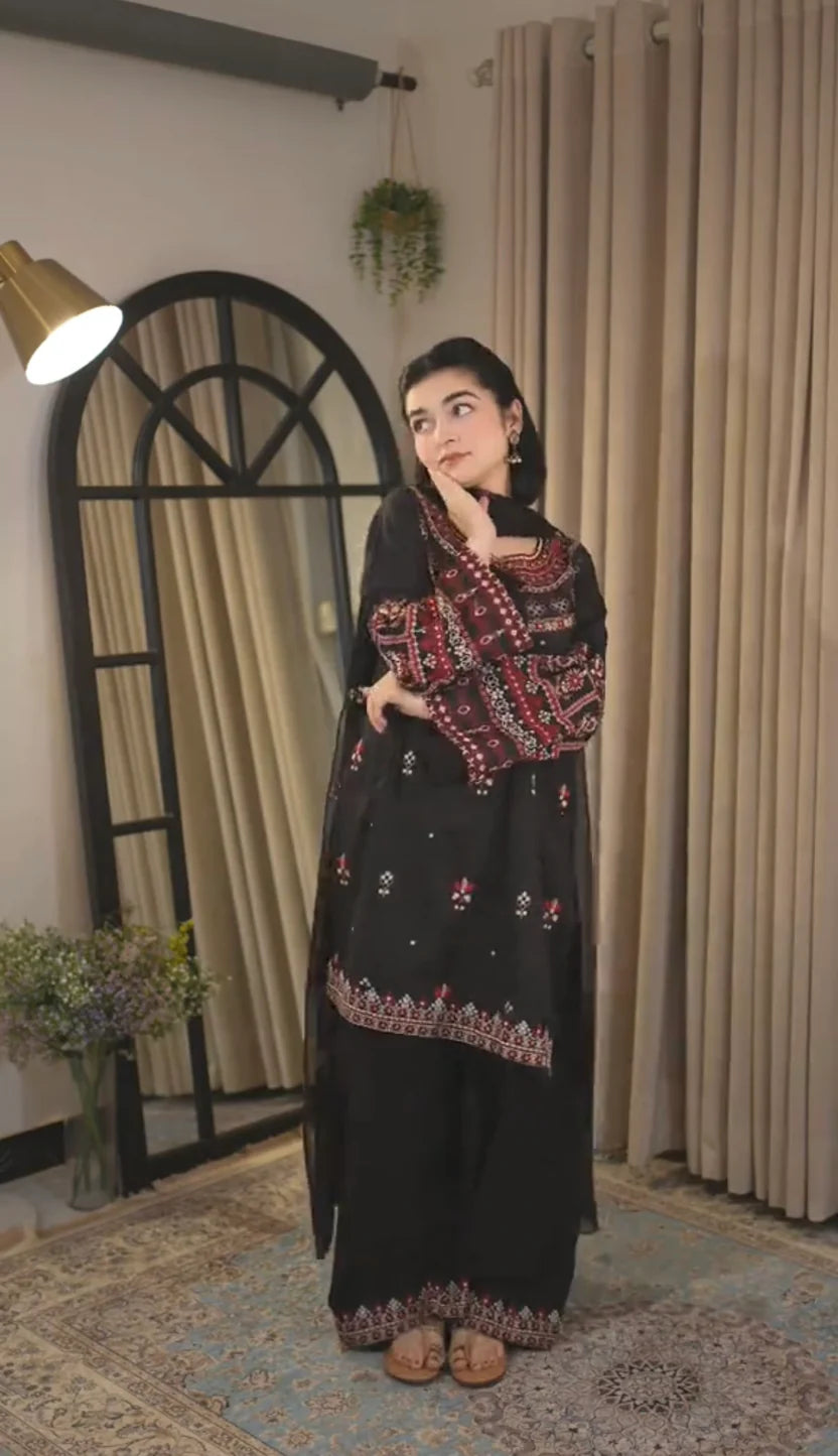 Elegant 3 Piece Stitched Dress