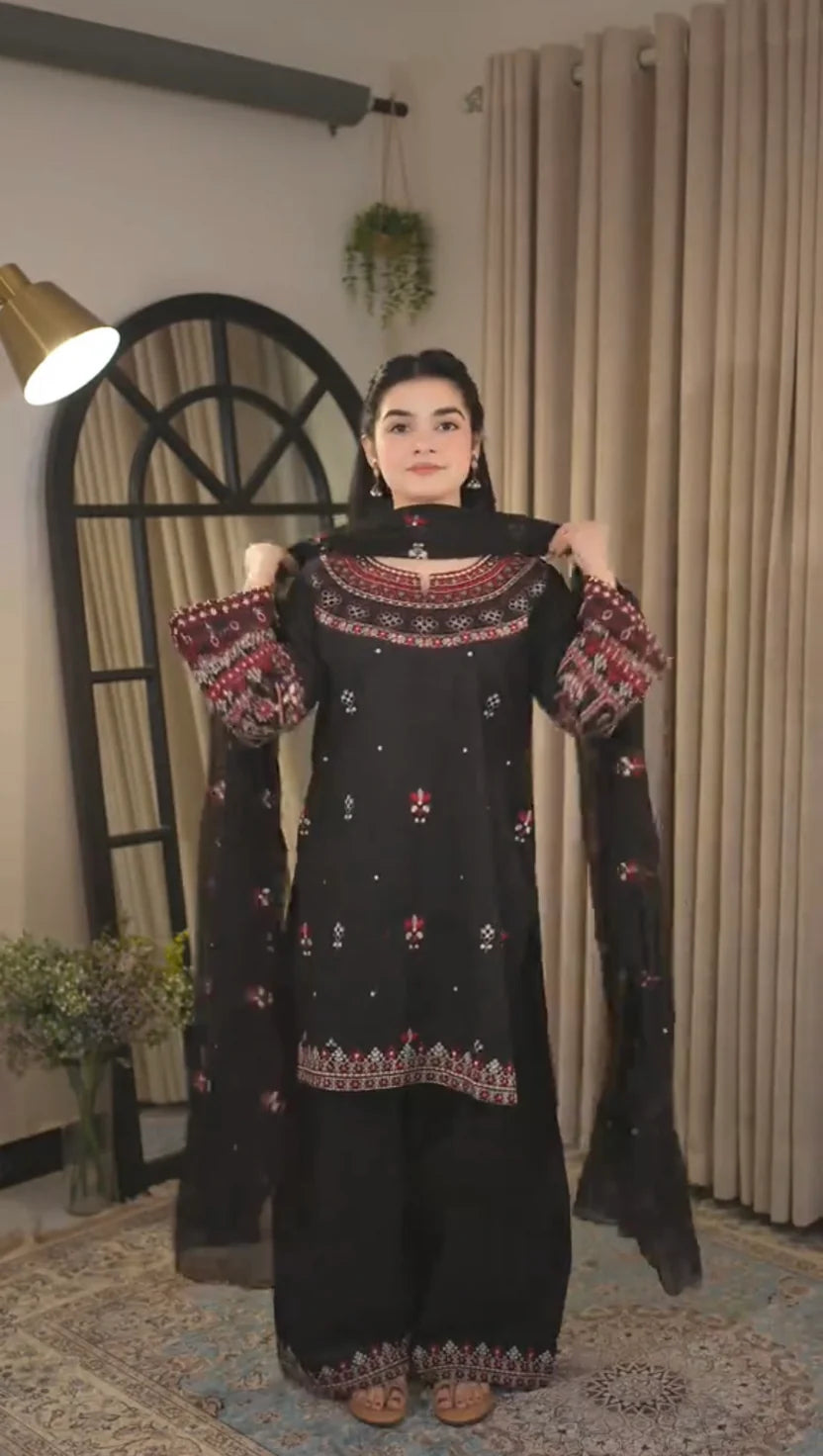 Elegant 3 Piece Stitched Dress