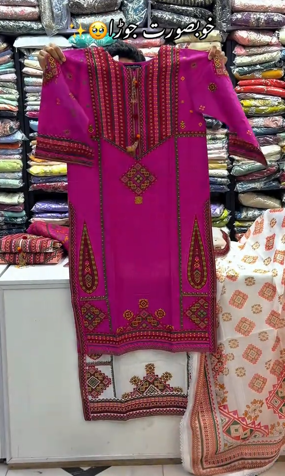 Summer 3Pcs Traditional Embroidered Stitched Dress