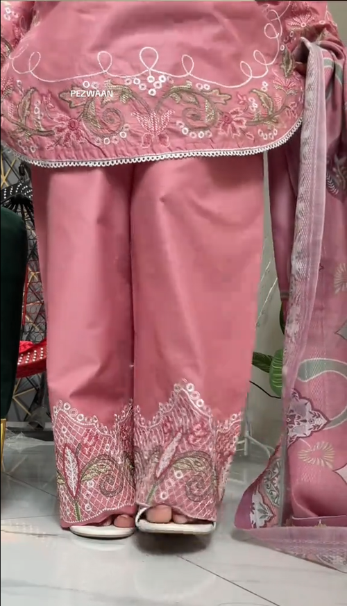 Blush 3 Piece Stitched Dress