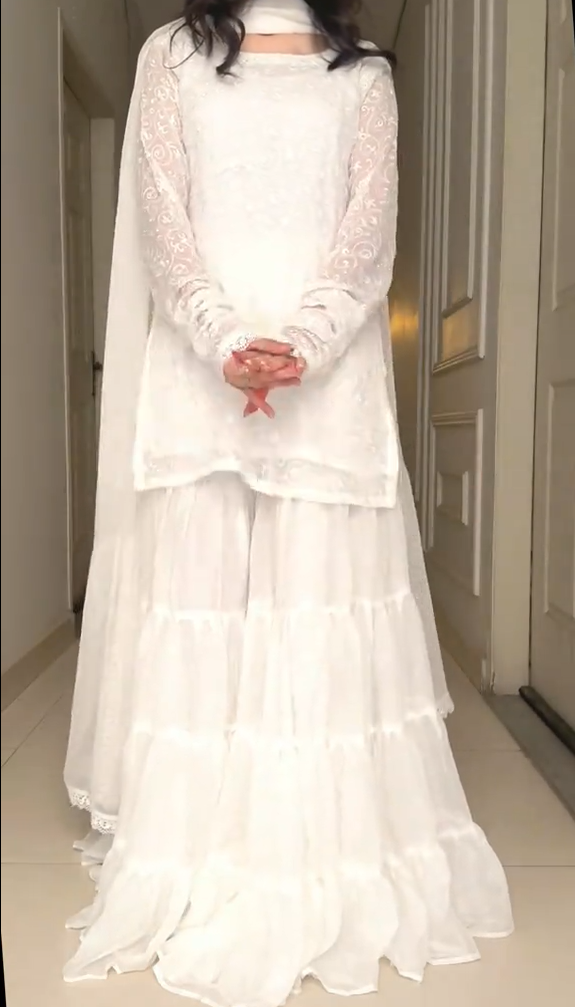 White 3 Piece Sharara Dress