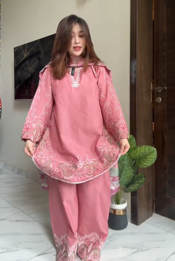 Blush 3 Piece Stitched Dress