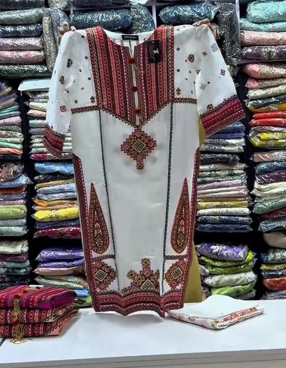 Summer 3Pcs Traditional Embroidered Stitched Dress