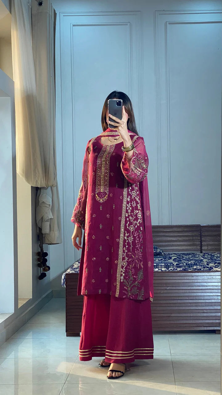 Pink Festive 3 Piece Dress