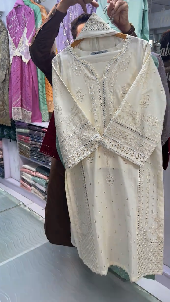 LAMA EMBROIDERED WORK 3 PIECE DRESS