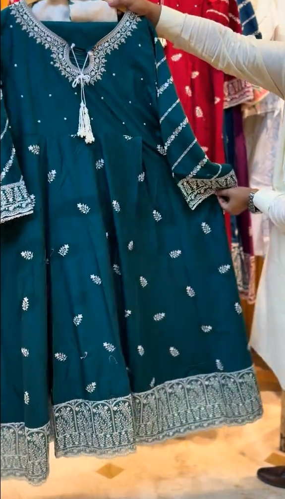 3 Piece Stitched Embroidered Frock