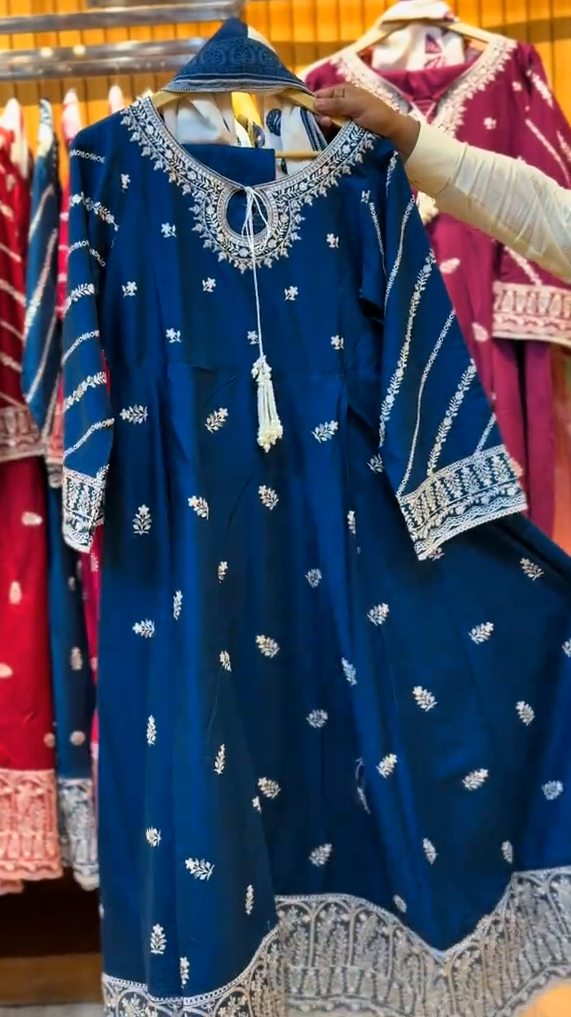 3 Piece Stitched Embroidered Frock