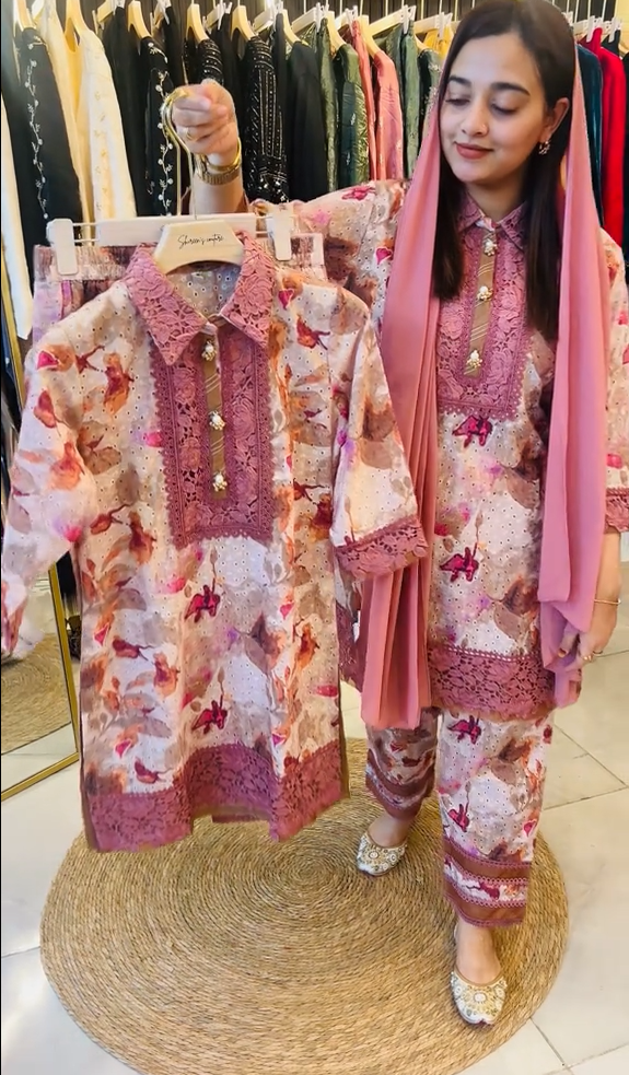 Floral 3 Piece Embroidered Dress