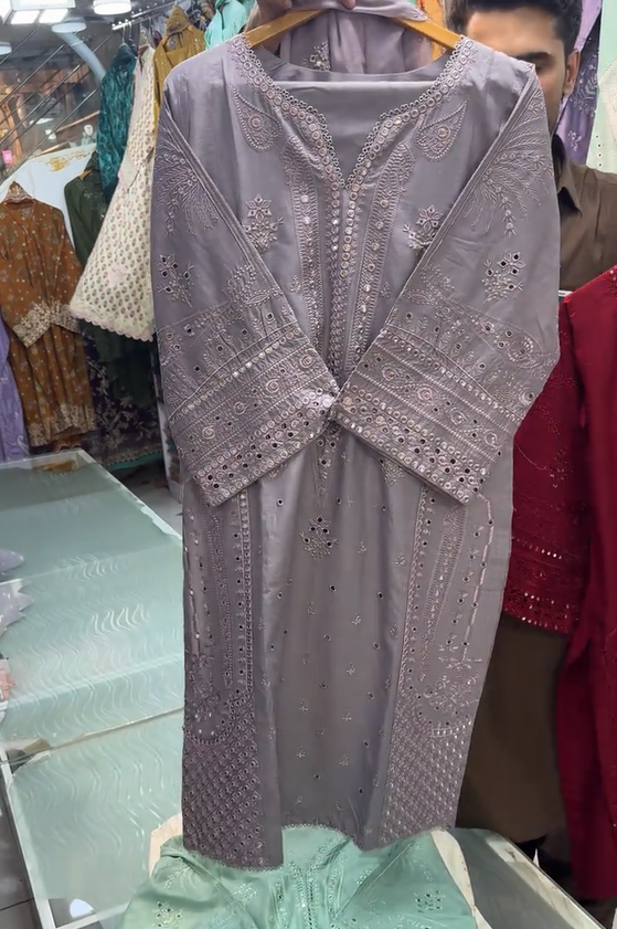 LAMA EMBROIDERED WORK 3 PIECE DRESS