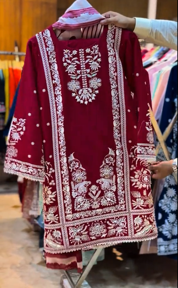 Embroidered 3 Piece Stitched Dress