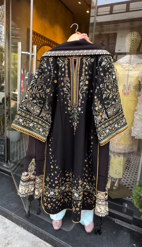Black 3 Piece Embroidered Dress