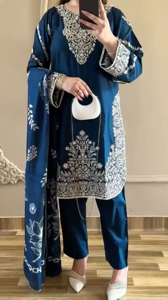 Sana Embroidered 3 Piece Dress