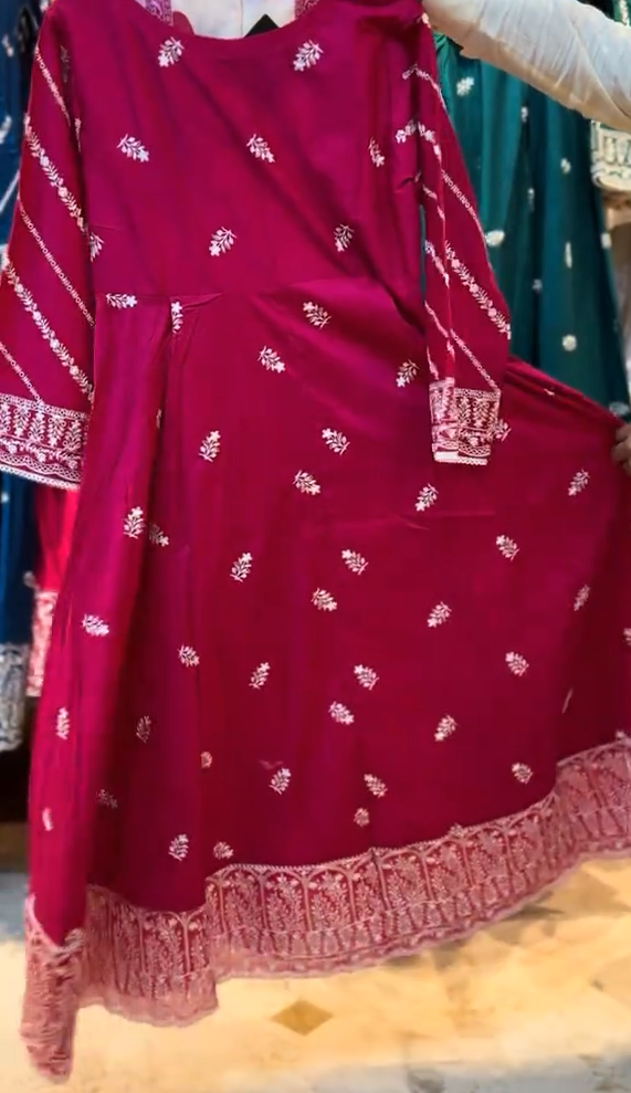 3 Piece Stitched Embroidered Frock
