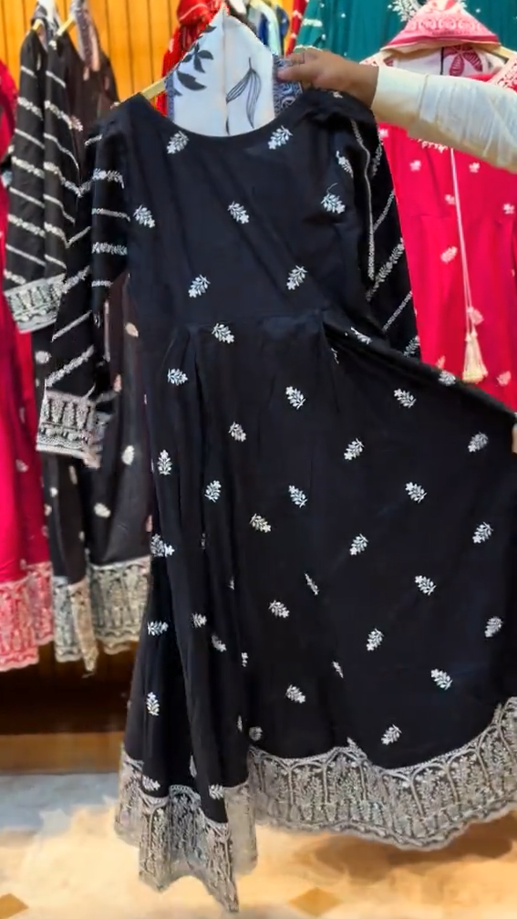 3 Piece Stitched Embroidered Frock