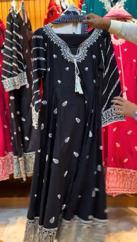 3 Piece Stitched Embroidered Frock