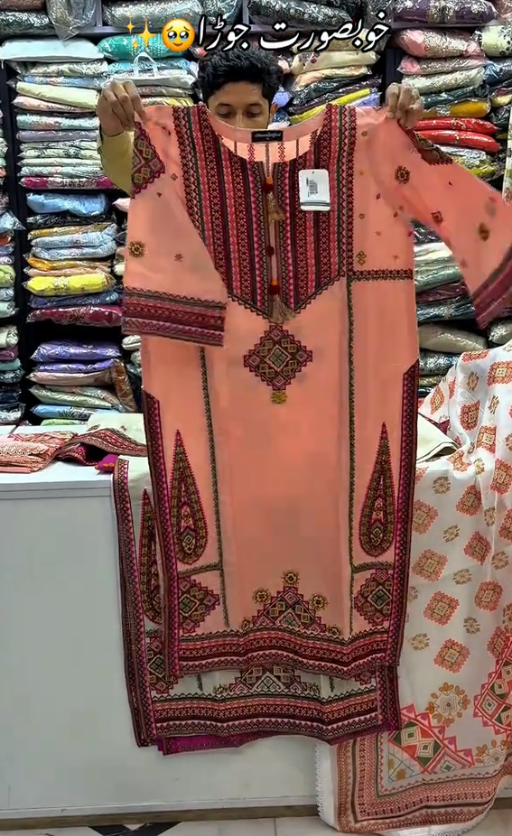 Summer 3Pcs Traditional Embroidered Stitched Dress