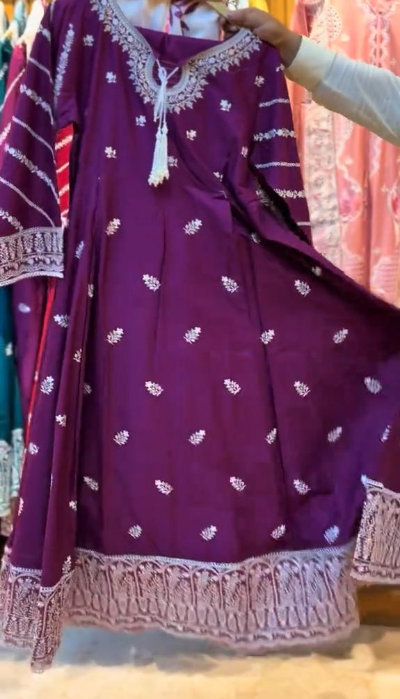 3 Piece Stitched Embroidered Frock