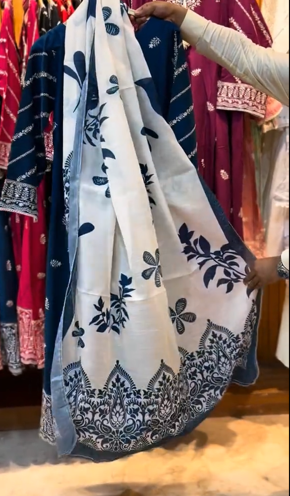 3 Piece Stitched Embroidered Frock